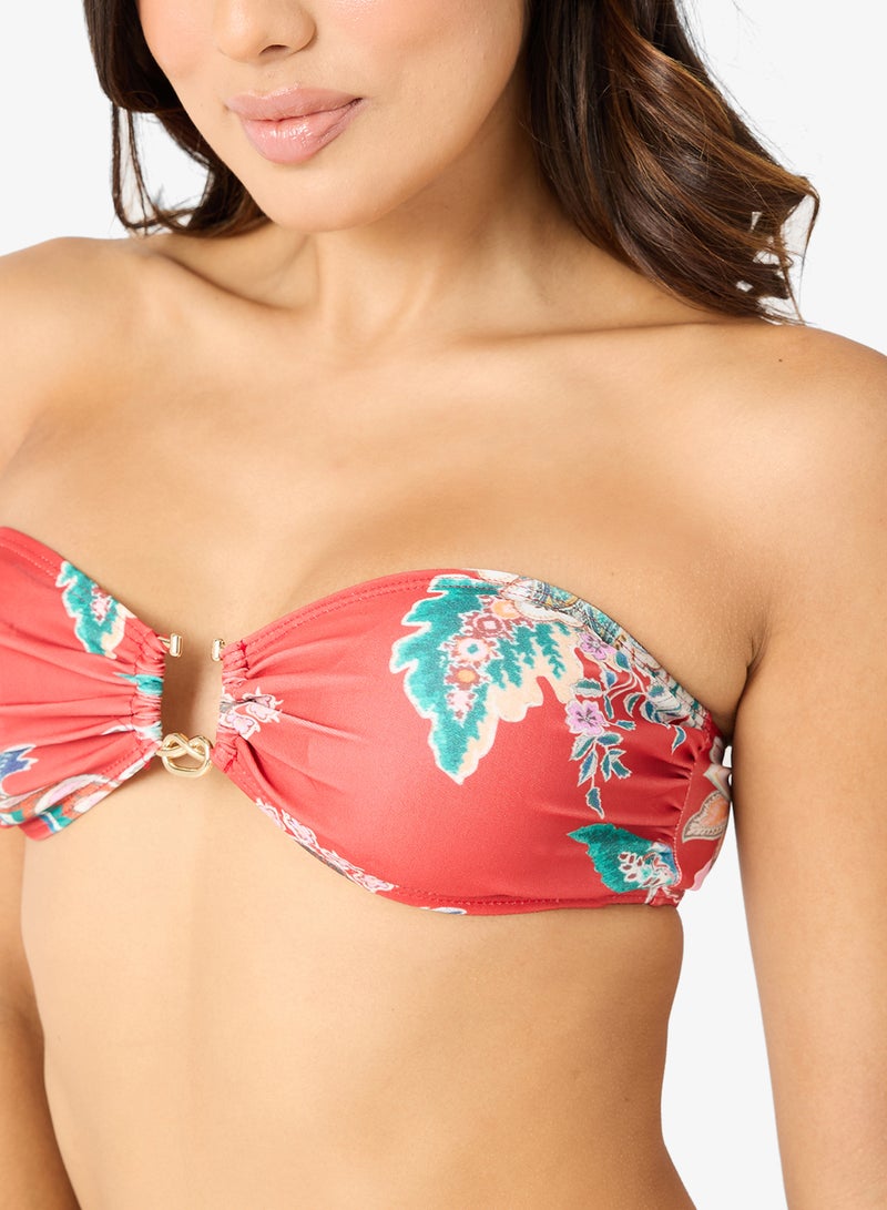 جينجر مجموعة بيكيني من قطعتين بنمط زهور وتصميم باندو - Image 2